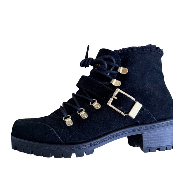 Sporto Katie chunky lug sole suede & faux shearling black ankle boots-
Size 9.5W - Picture 5 of 9